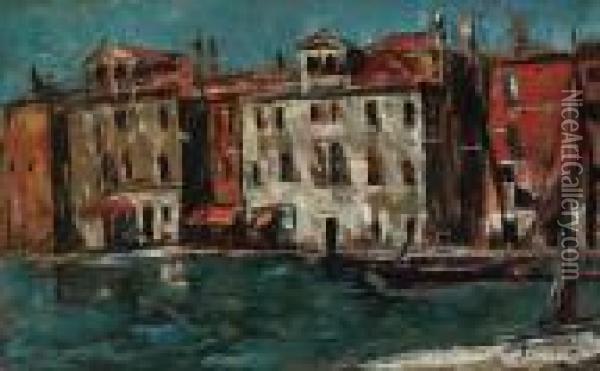 Houses In Chioggia Oil Painting - Petrascu Gheorghe