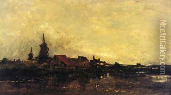The River Meuse at Dordrecht Oil Painting - Charles-Francois Daubigny