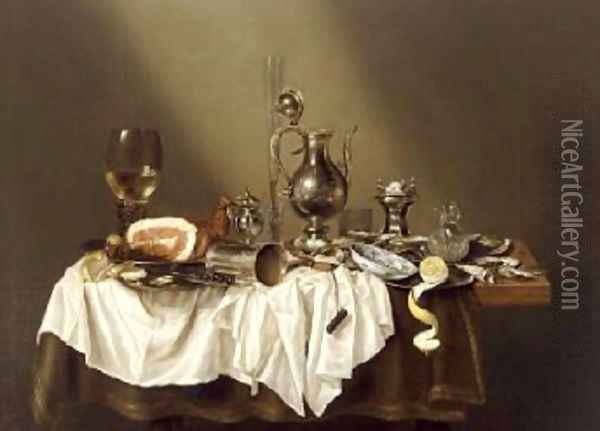 Banquet Piece with Ham 1656 Oil Painting - Willem Claesz. Heda
