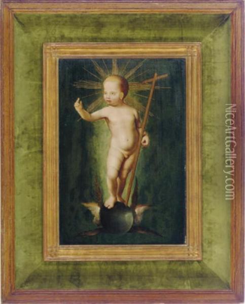 Christ As Salvator Mundi Oil Painting - Joos Van Cleve