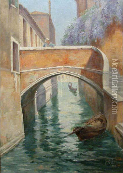 Canale Di
Venezia E Glicini Oil Painting - Pietro Gabrini