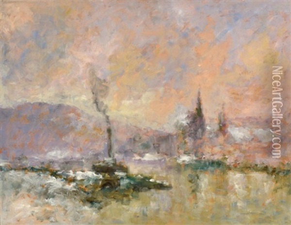 La Seine A Rouen Par Temps De Neige Oil Painting - Robert Antoine Pinchon