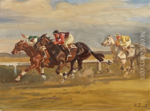 Horse Race Oil Painting - Angelo Jank