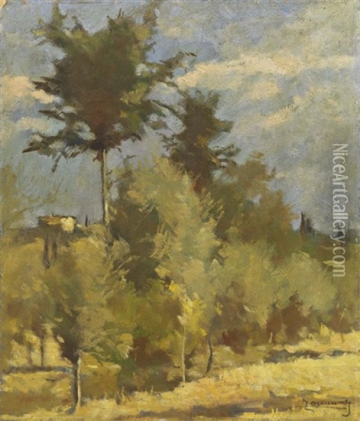 Lungo Il Borro Oil Painting - Adolfo Tommasi