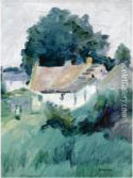 Cottages In Fife Oil Painting - George Leslie Hunter