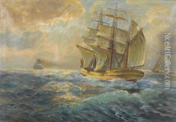 Schiffe Auf Hoher See Oil Painting - Gerelamo Varese