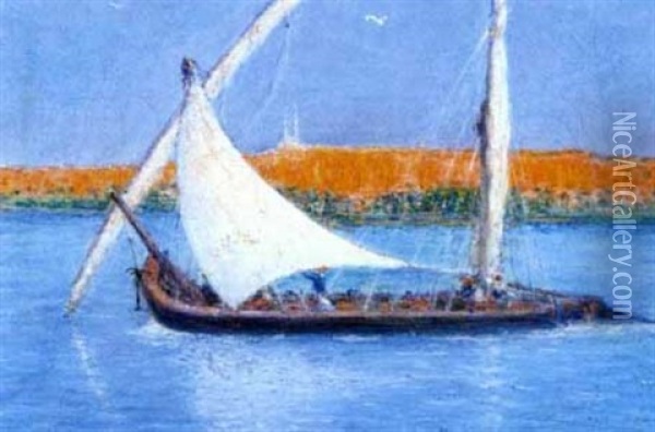 Felouque Sur Le Nil Oil Painting - Marie Gabriel Biessy