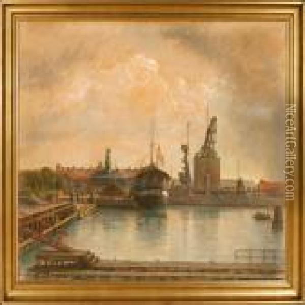 A Scenery From Copenhagen Habour Oil Painting - Axel Johansen