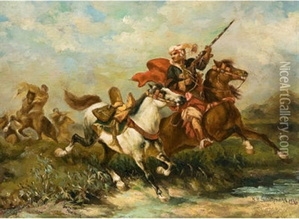 Arabische Reiter Oil Painting - Heinrich Maria Staackmann