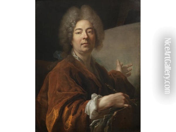 Portrait Of The Artist Oil Painting - Nicolas de Largilliere
