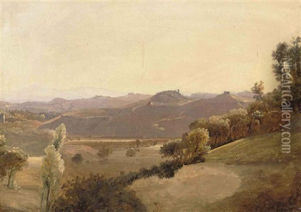 An Abruzzian Landscape Oil Painting - Thomas Miles Richardson the Elder