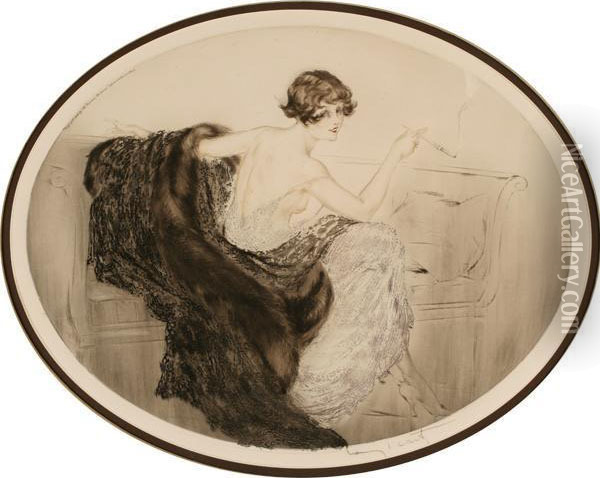 Lounging Oil Painting - Louis Icart