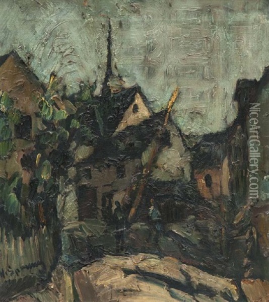 Abstrakte Dorflandschaft Oil Painting - Hanns Sprung