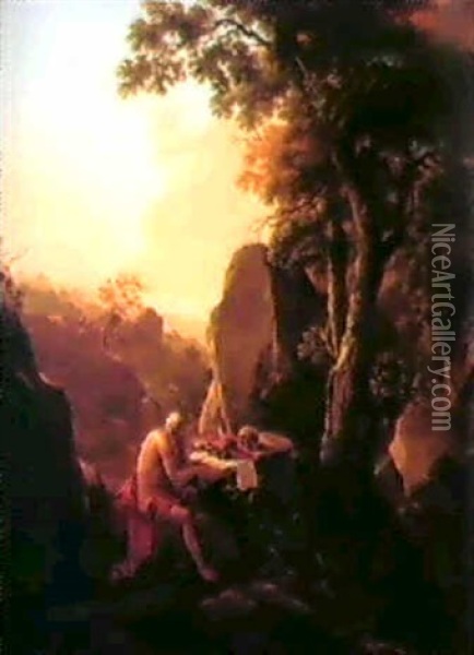 Paesaggio Con S.girolamo In Meditazione Oil Painting - Jan Dirksz. Both