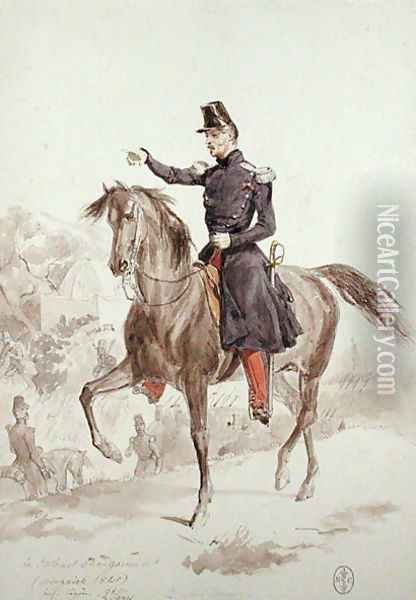 Colonel Nicolas Changarnier 1793-1877 from Album Afrique 1835-45, 1840 Oil Painting - Felix Philippoteaux