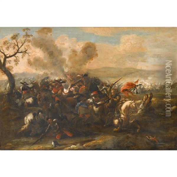 Military Skirmish Oil Painting - Jacques Courtois