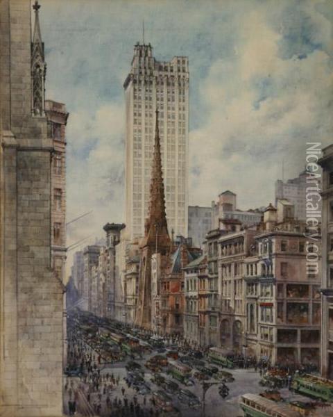 Fifth Avenue, New York Oil Painting - Paul F. Choppin