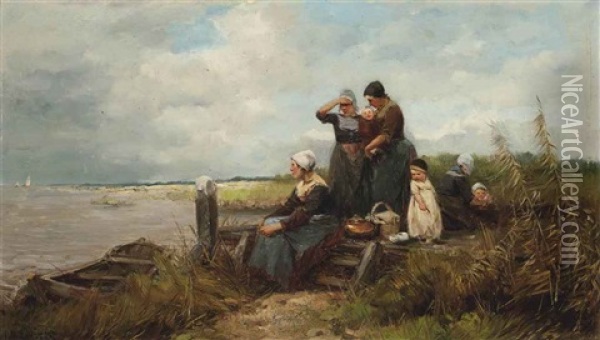 Waiting For The Catch Oil Painting - Johannes Marius ten Kate