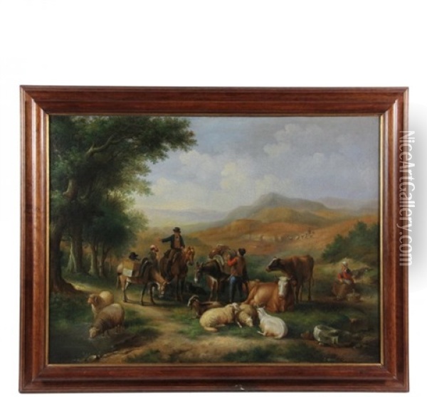 Delivery Of Food To A Shepherd In The Fields Oil Painting - Joseph Patrick Haverty