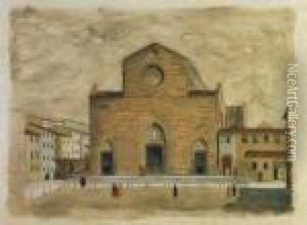 Facciata Antica Dellachiesa Di Santa Croce Oil Painting - Fabio Borbottoni