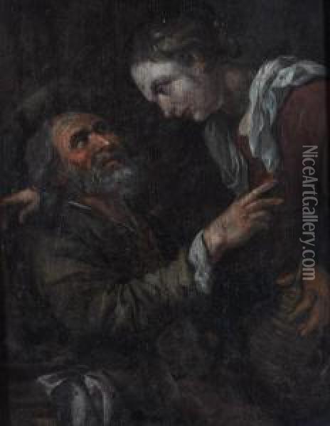An Amorous Couple Oil Painting - Jacob Van Toorenvliet