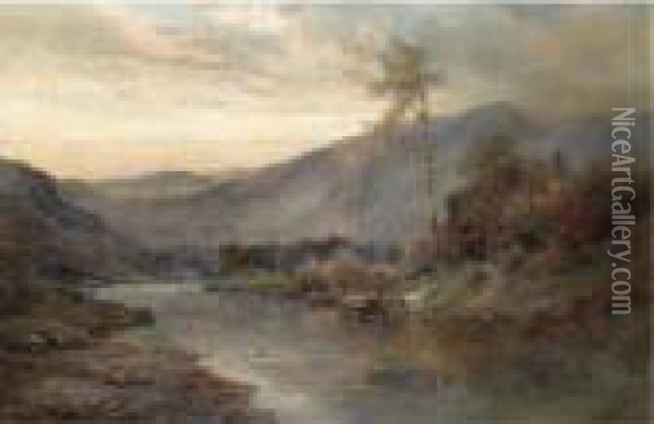 The River Teith Through The Trossachs Oil Painting - Alfred de Breanski