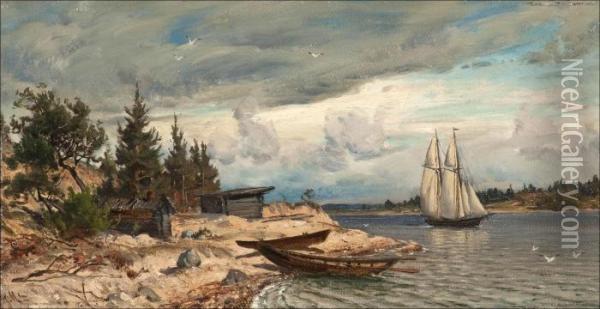 Rannikkopurjehdus Oil Painting - Hjalmar (Magnus) Munsterhjelm