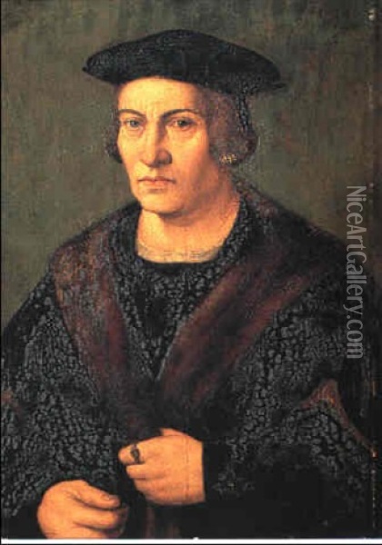 Mand I Pelsbraemmet Frakke Oil Painting - Hans Holbein the Elder