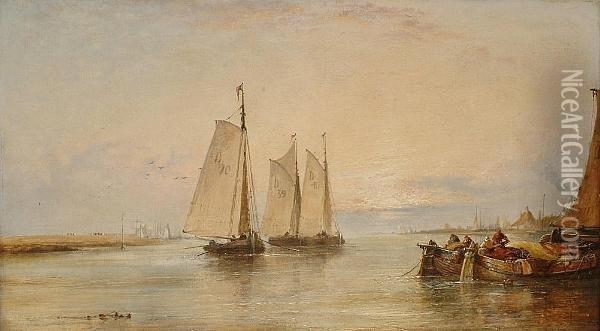 Estuary Scene Oil Painting - Arthur Joseph Meadows