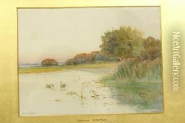 Norfolk Backwater Oil Painting - George Oyston