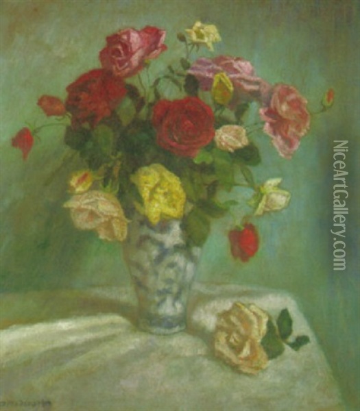 Rosen In Der Vase Oil Painting - Otto Modersohn