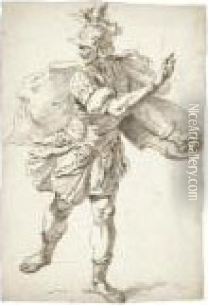 A Running Soldier In Classical Armor Oil Painting - Francesco Fontebasso