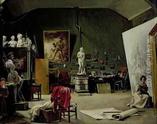 The Studio of Leon Cogniet (1794-1880) Oil Painting - Marie-Amelie Cogniet