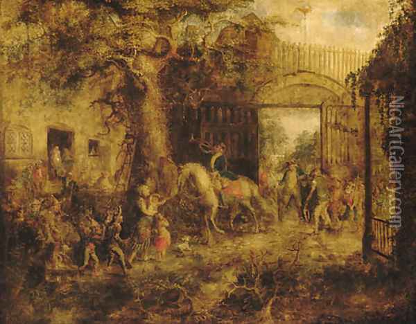 The Vigilant Stuyvesant's Wall Street Gate Oil Painting - John Quidor