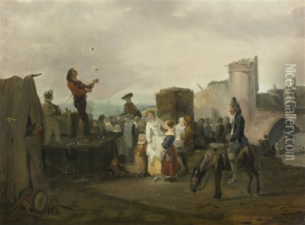 Le Jongleur Oil Painting - Philibert Louis Debucourt