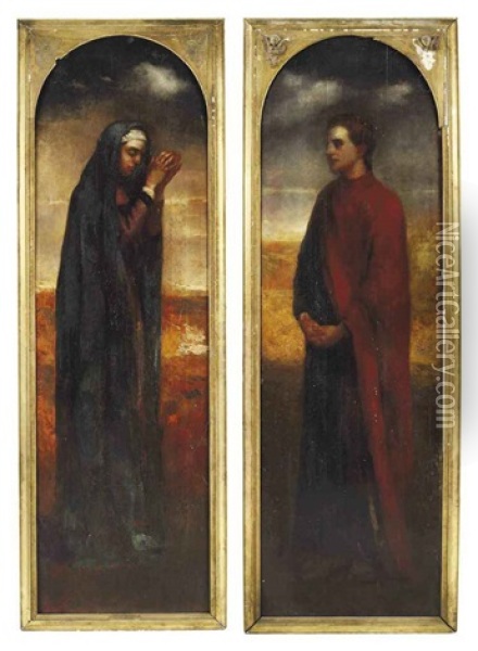 The Virgin (+ St. John The Evangelist At The Foot Of The Cross; Pair) Oil Painting - John La Farge
