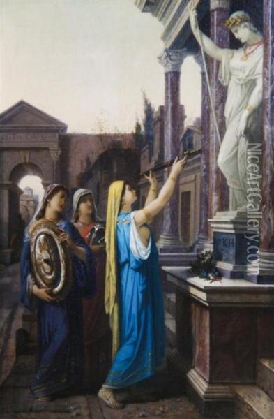 Women Praying Oil Painting - Louis Hector Leroux