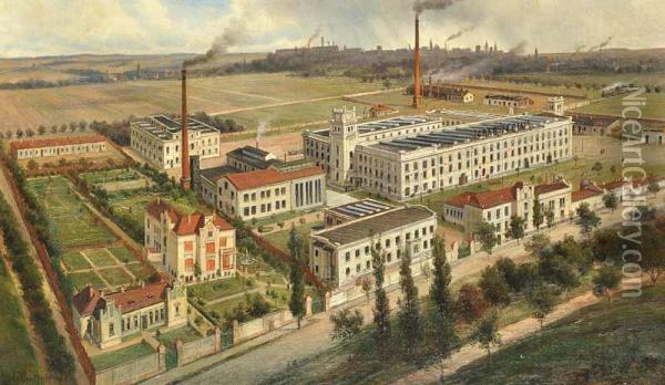 The Grab M. & Fiai Factory In Gyor Oil Painting - Alois Kirnig