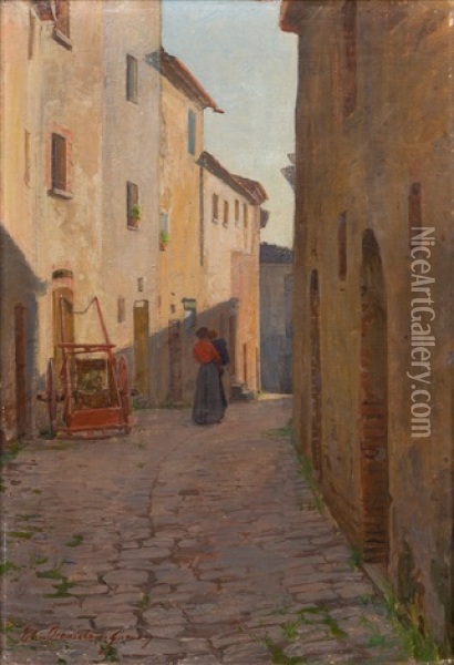An Alleyway Oil Painting - Elin Danielson-Gambogi