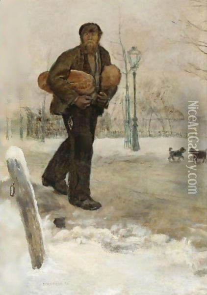Man Carrying Bread Oil Painting - Jean-Francois Raffaelli
