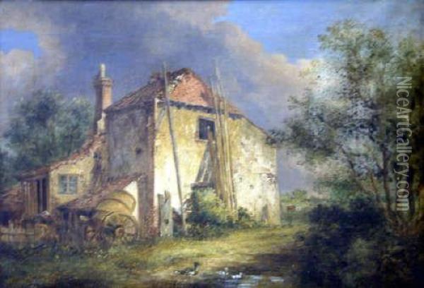On Canmvas Rustic House 14 X 20in Oil Painting - David Hodgson