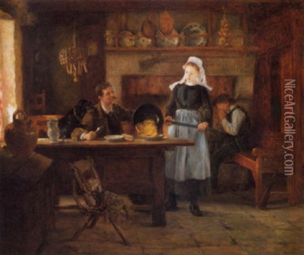 Das Jagerfruhstuck Oil Painting - Alphonse Grandefroy