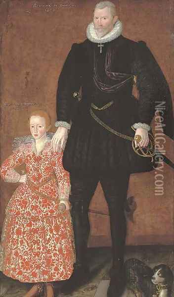 Portrait of Sir Edward Pytts, of Kyre Wyard, Worcestershire, and his grandson Oil Painting - Robert Peake