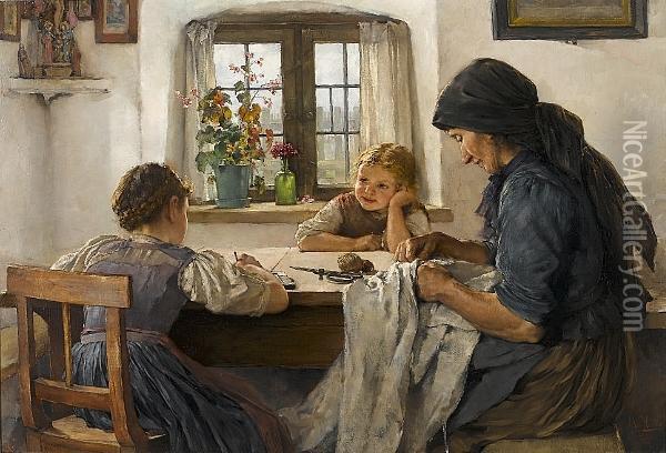 A Letter To Father Oil Painting - Max Hammerl
