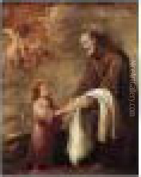 San Felix De Cantalicio With The Infant Christ Oil Painting - Bartolome Esteban Murillo