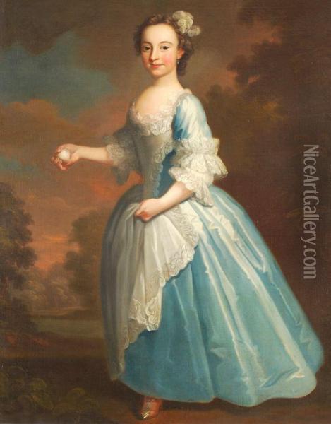 Portrait Of Miss Elizabeth Hatch Oil Painting - George Knapton