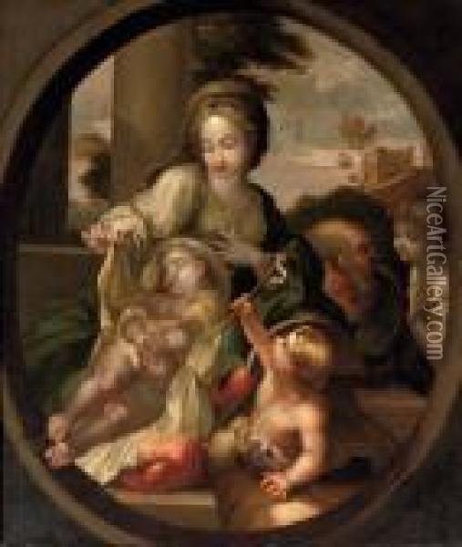 The Holy Family With The Infant Saint John The Baptist Oil Painting - Carlo Maratta or Maratti