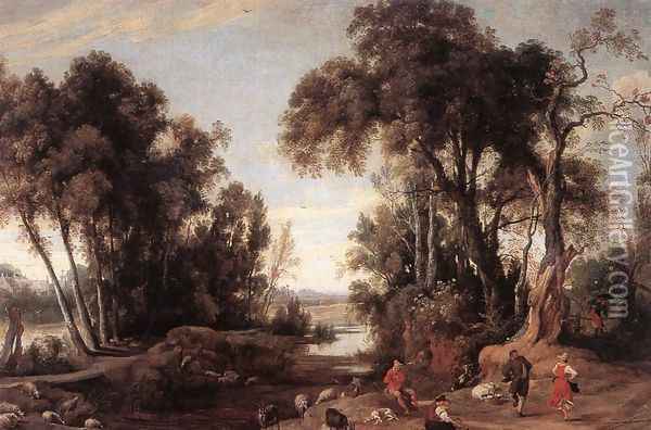 Landscape with Shepherds 1631 Oil Painting - Jan Wildens