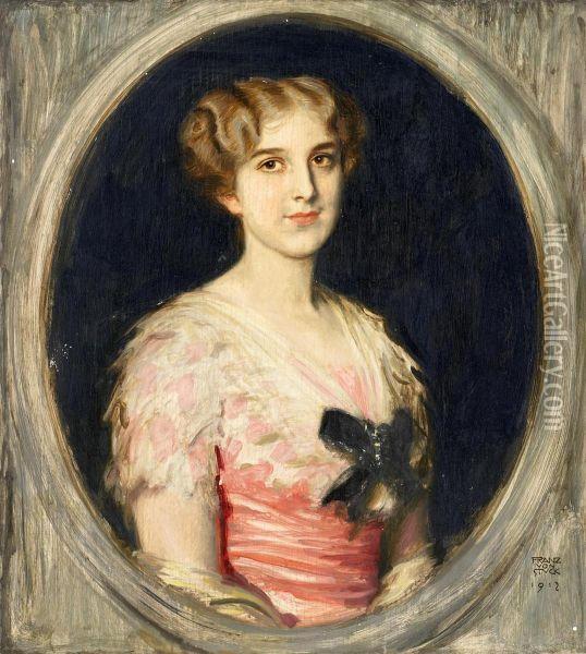 Portrait Of Clara Merstatt Oil Painting - Franz von Stuck