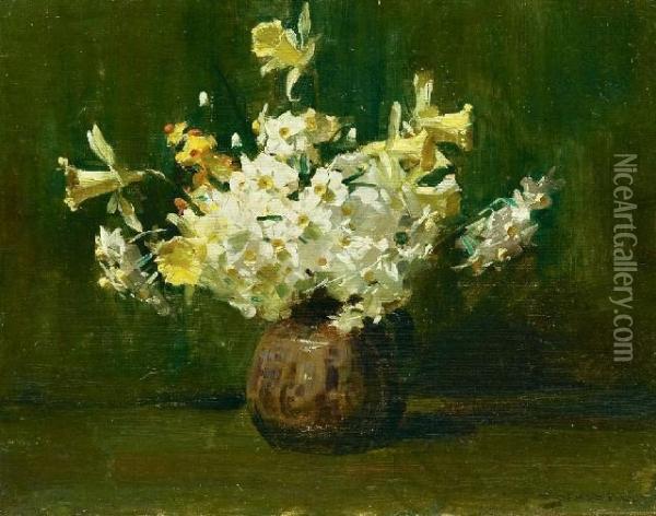 A Bunch Of Flowers Oil Painting - Arthur Ernest Streeton